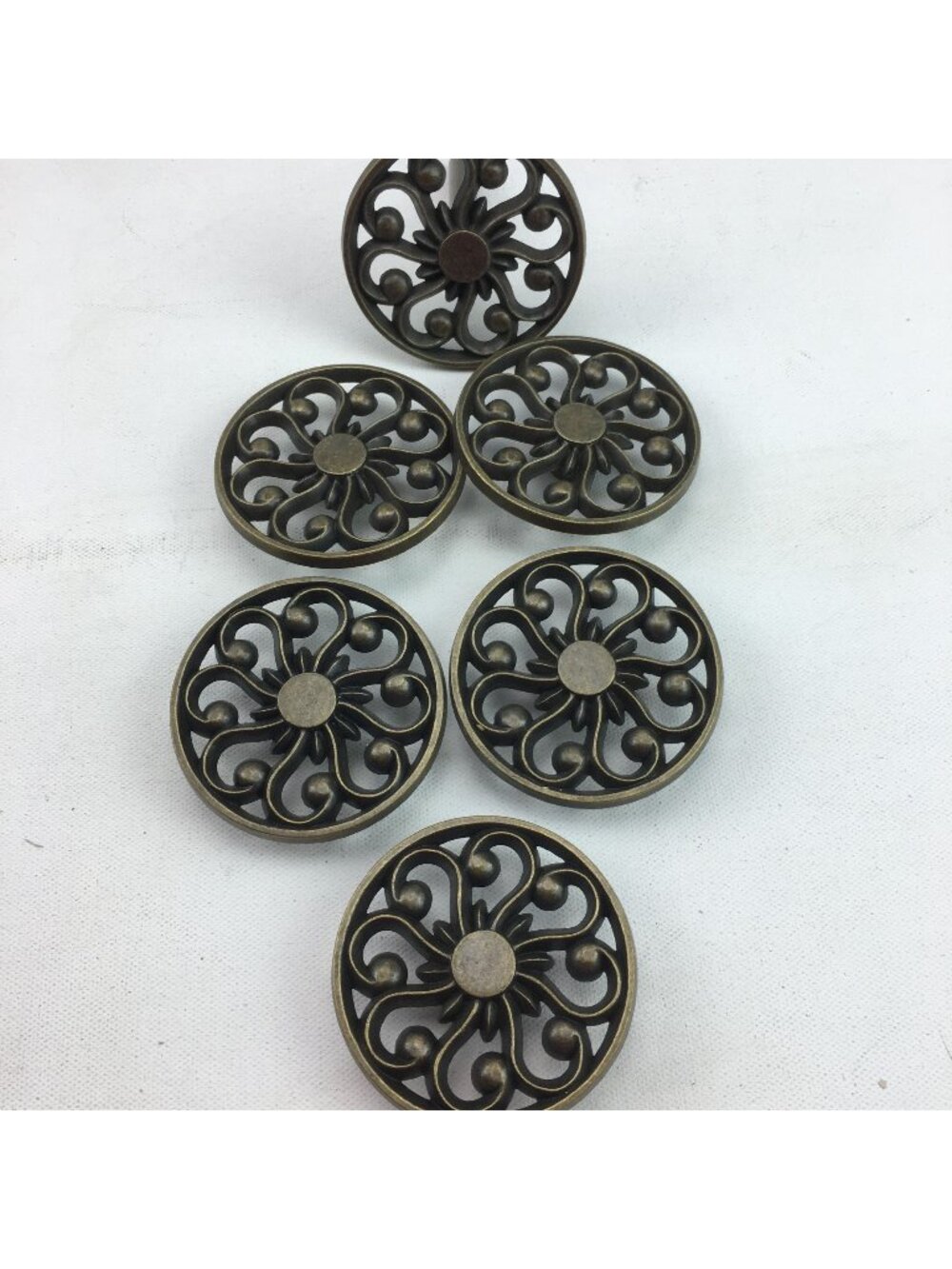 Bronze Drawer Pulls Set 6 Mounting Hardware Cabinets Furniture Swirl Design